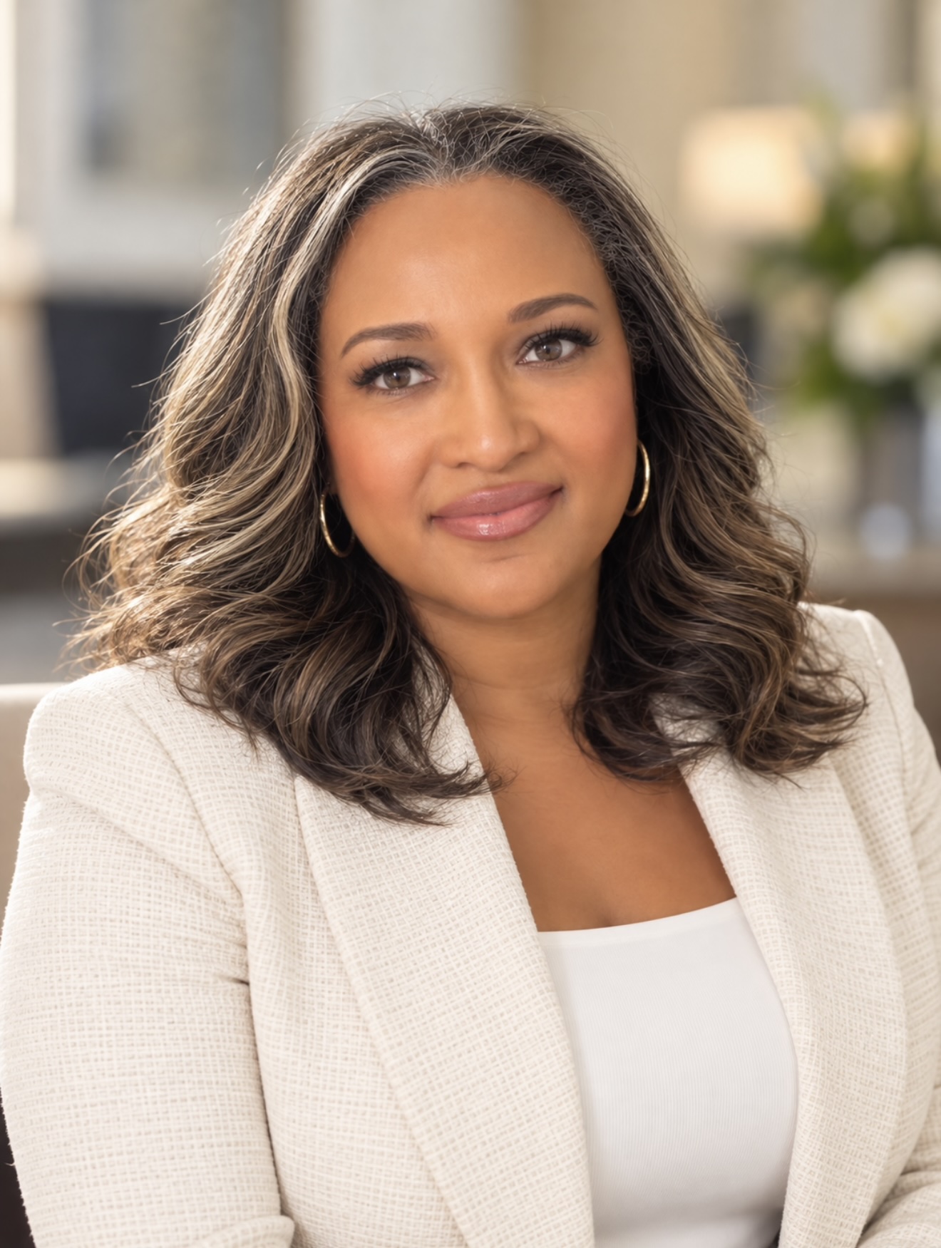 Portrait of Angela Landry, co-owner of A&E Designs